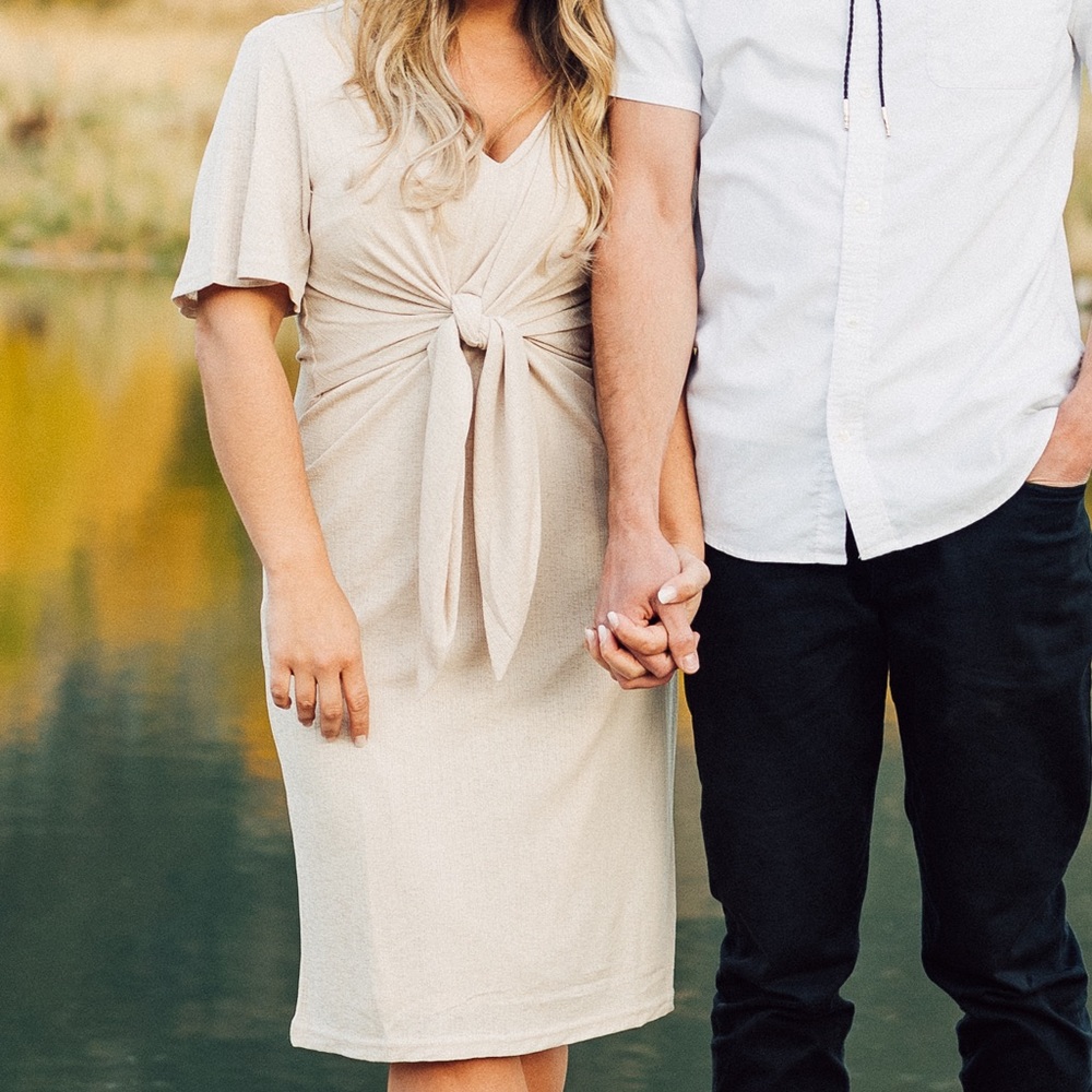 Wrap oatmeal short sleeved dress